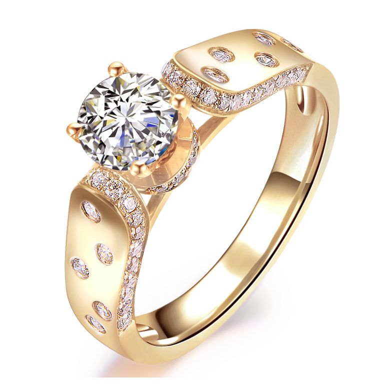 Anello Solitario di Fidanzamento Oro giallo. Diamanti 0.80ct - 1