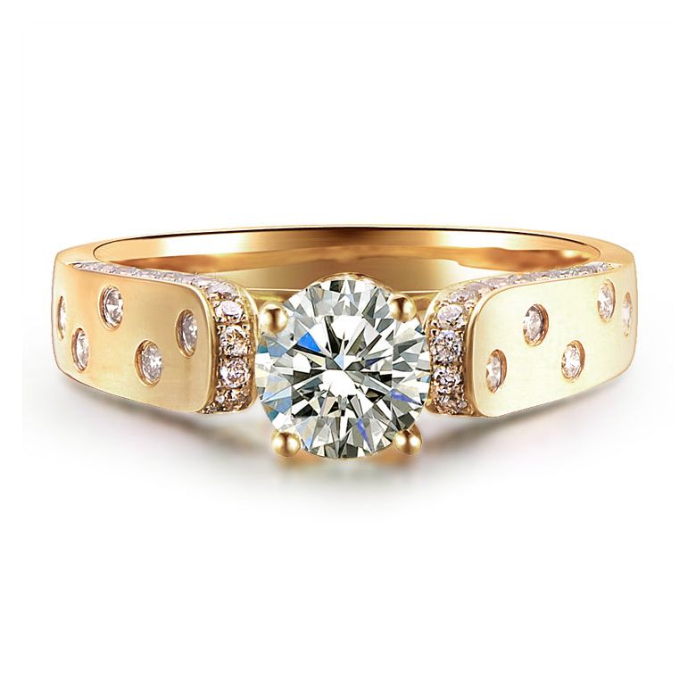 Anello Solitario di Fidanzamento Oro giallo. Diamanti 0.80ct - 7