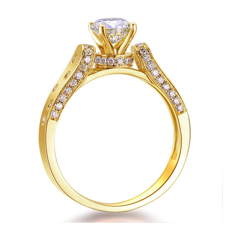 Anello Solitario di Fidanzamento Oro giallo. Diamanti 0.80ct - 8