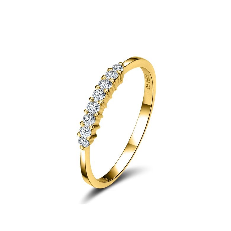 Anello anello oro giallo 18 carati - Alignement 8 diamanti 0.20ct - 1