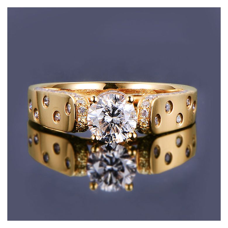 Anello Solitario di Fidanzamento Oro giallo. Diamanti 0.80ct - 3