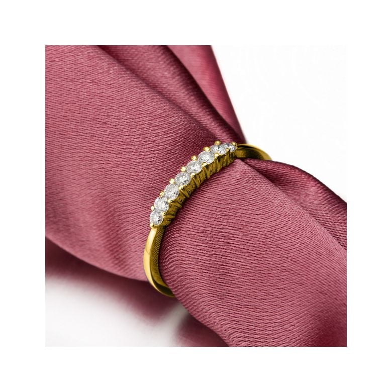 Anello anello oro giallo 18 carati - Alignement 8 diamanti 0.20ct - 4