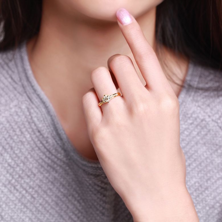 Anello di Fidanzamento Solitario Amelia - Oro Giallo 18kt & Diamanti | Gemperles - 2