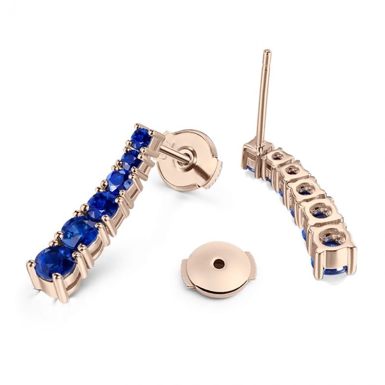 Orecchini A Lobo Montecristo Blu - Oro Rosa & Zaffiri - 5