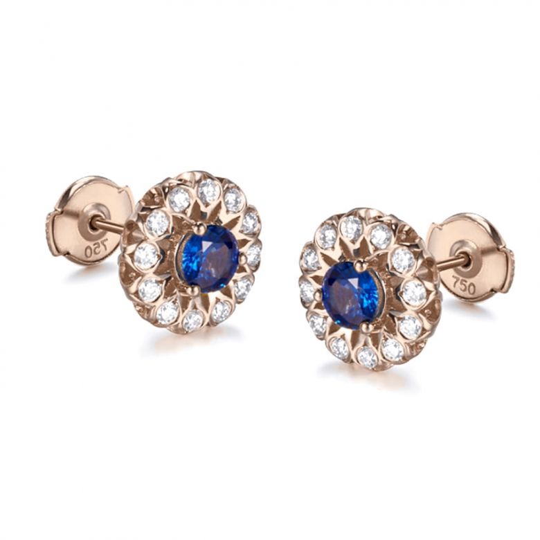 Orecchini a Lobo Blu Medici - Oro Rosa, Diamanti & Zaffiri - 3