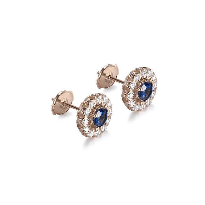 Orecchini a Lobo Blu Medici - Oro Rosa, Diamanti & Zaffiri - 6