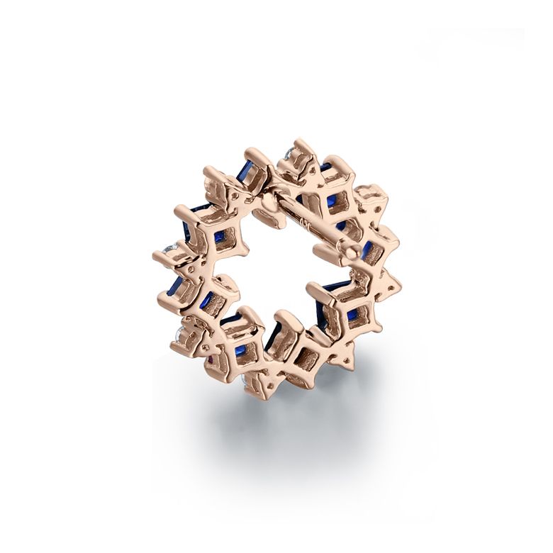Orecchini a Lobo Bleuet - Oro Rosa, Diamanti & Zaffiri - 4