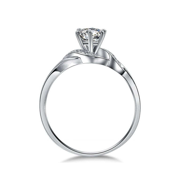 Anello Solitario di Fidanzamento Laccio - Oro Bianco & Diamanti | Gemperles - 4