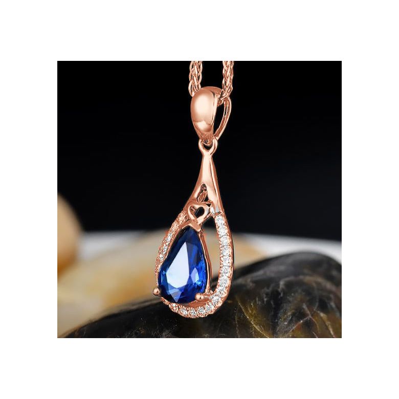 Ciondolo Larme de joie - Oro Rosa 18kt, Zaffiro & Diamanti - 3