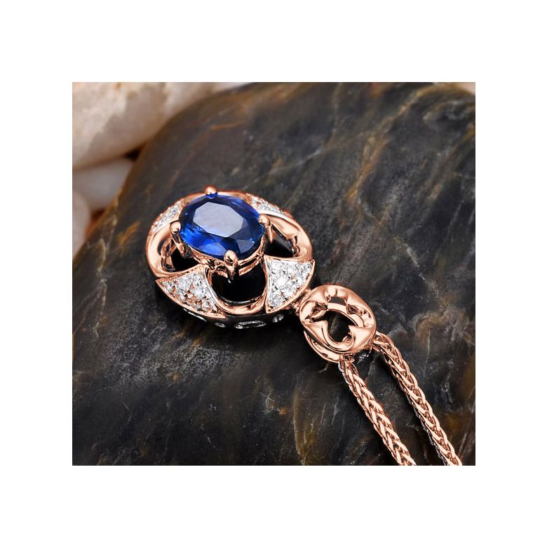 Ciondolo con Zaffiro Ovale e Diamanti - Oro rosa - 3