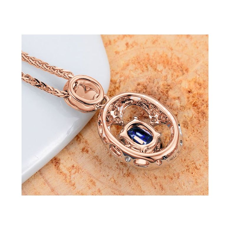 Ciondolo con Zaffiro Ovale e Diamanti - Oro rosa - 4