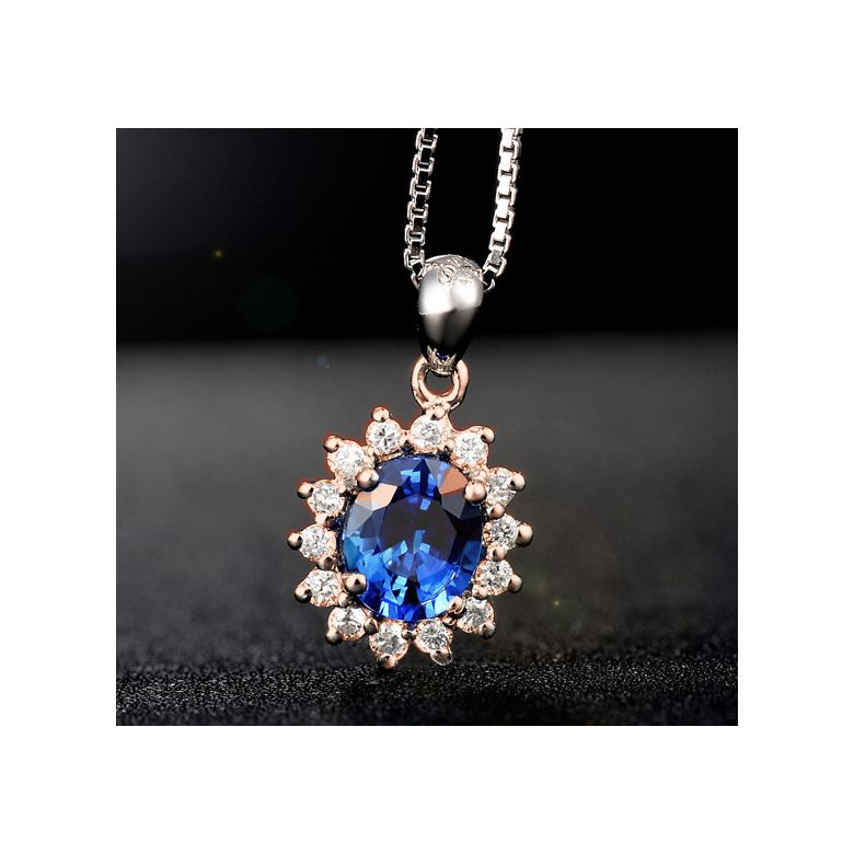 Corona diamantata in oro 18 carati - Ciondolo con Zaffiro oro rosa - 3