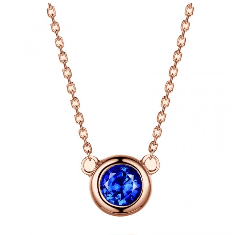Collana ciondolo in Oro rosa con Zaffiro - 1