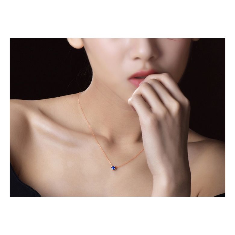 Collana ciondolo in Oro rosa con Zaffiro - 2