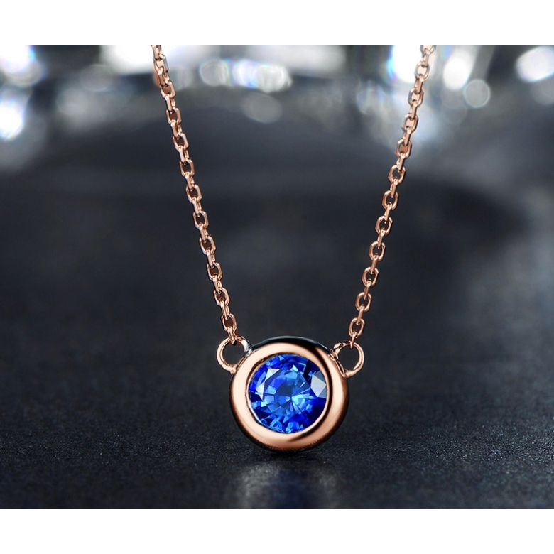 Collana ciondolo in Oro rosa con Zaffiro - 3