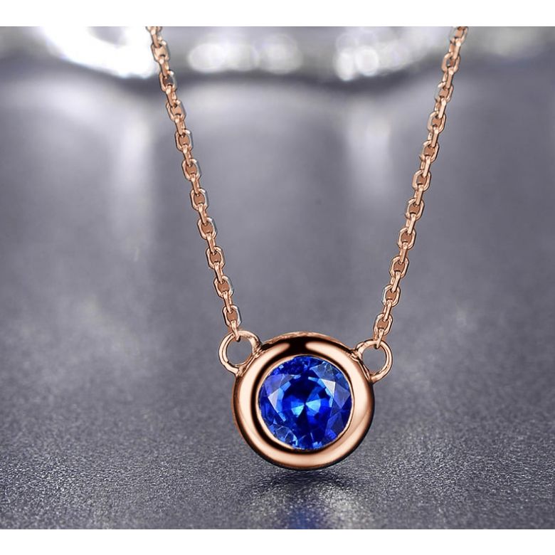 Collana ciondolo in Oro rosa con Zaffiro - 4
