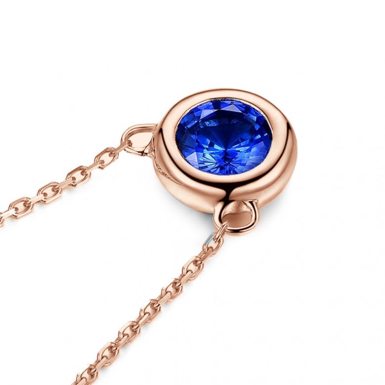 Collana ciondolo in Oro rosa con Zaffiro - 6