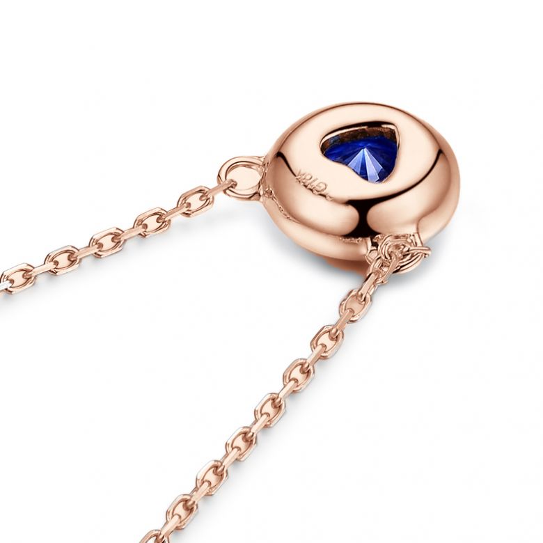 Collana ciondolo in Oro rosa con Zaffiro - 7