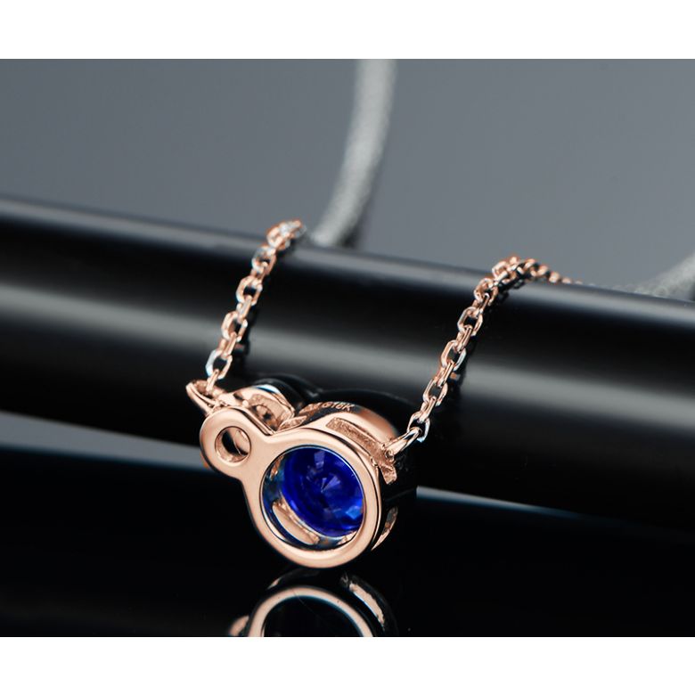 Ciondolo in oro rosa con Duo Zaffiro e Diamante - 4