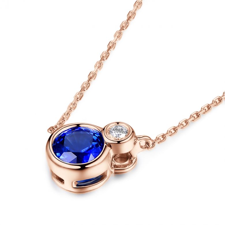Ciondolo in oro rosa con Duo Zaffiro e Diamante - 6