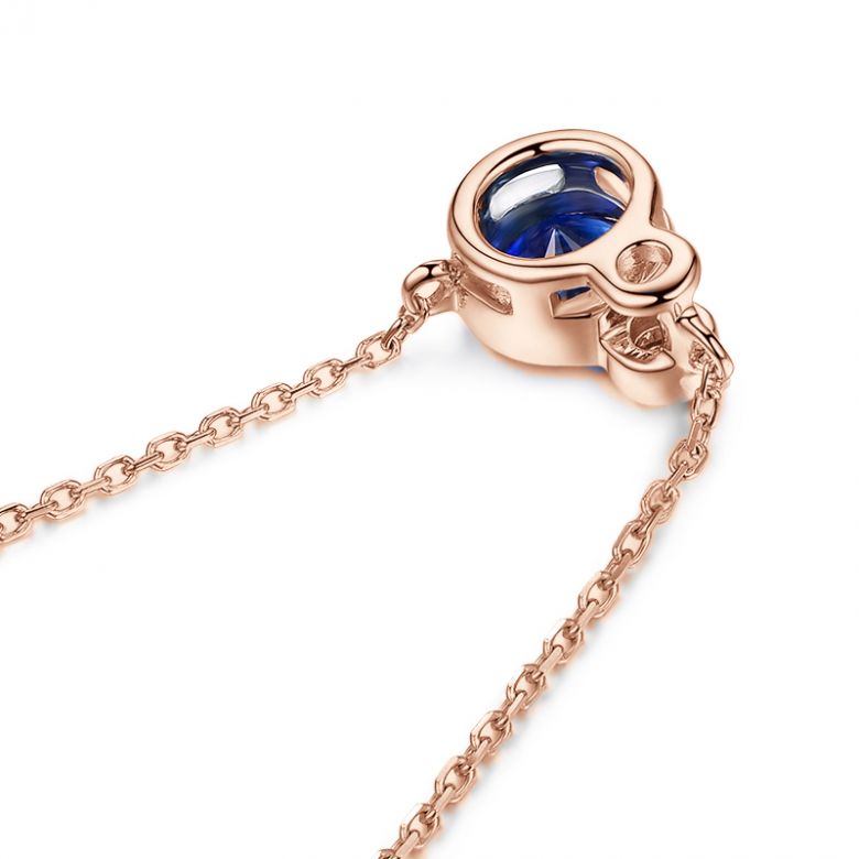 Ciondolo in oro rosa con Duo Zaffiro e Diamante - 7