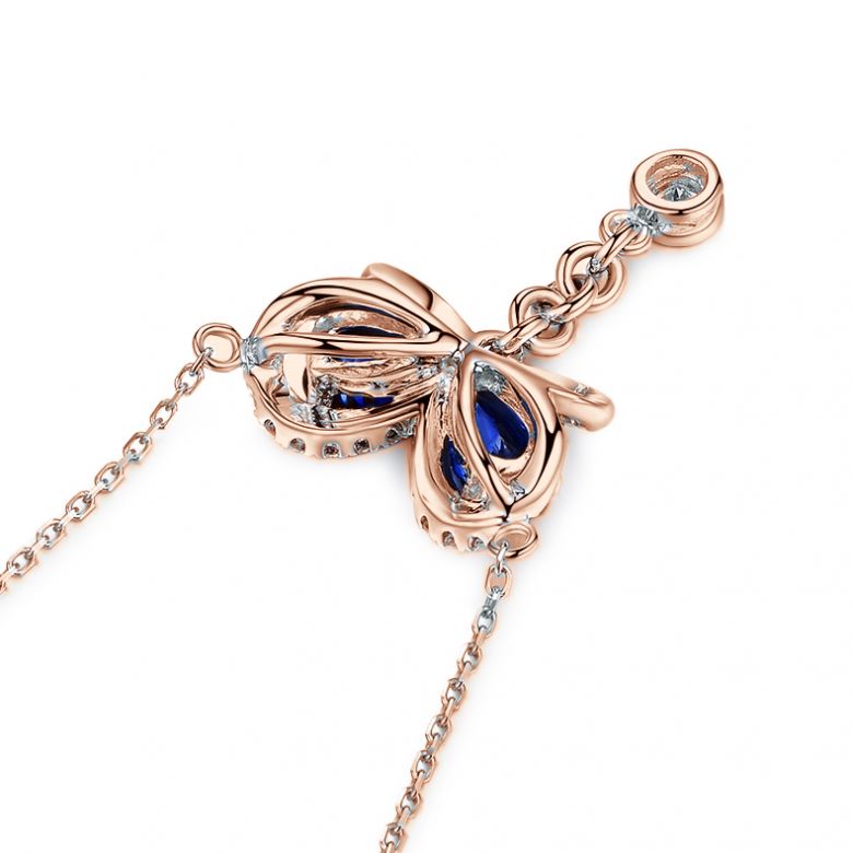 Ciondolo Farfalla blu - Oro rosa, Diamanti e Zaffiro - 7