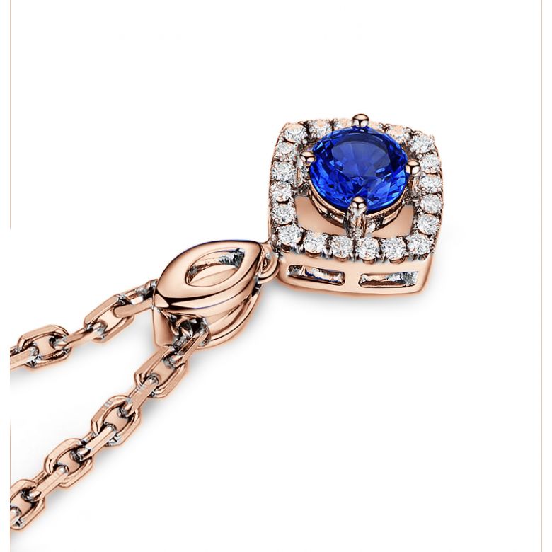 Ciondolo Rombo Diamantato in oro rosa - Zaffiro blu - 5