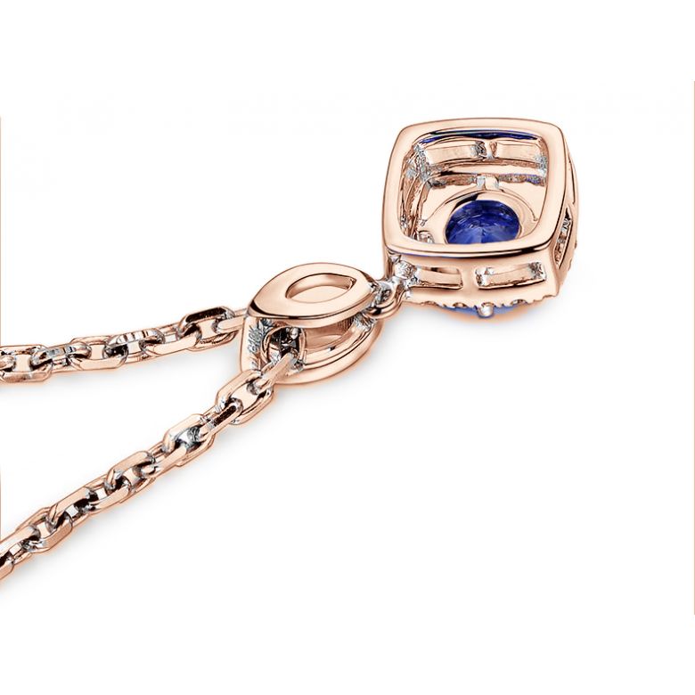 Ciondolo Rombo Diamantato in oro rosa - Zaffiro blu - 6
