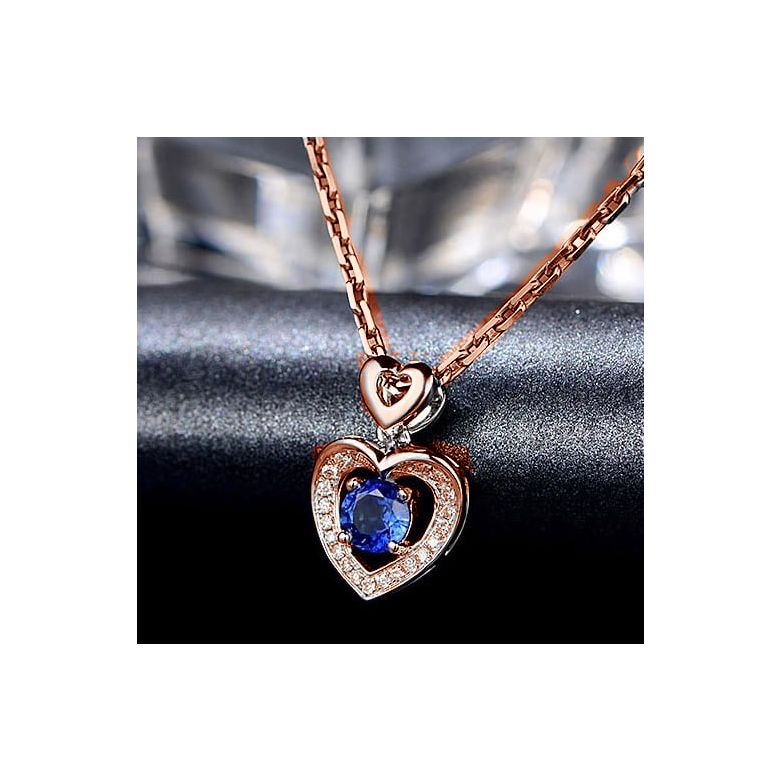 Ciondolo Cuore danzante - Oro rosa, Diamanti e Zaffiro - 4