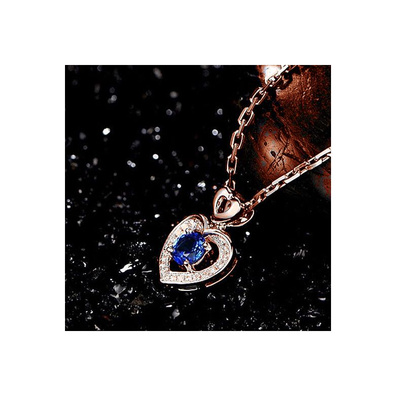 Ciondolo Cuore danzante - Oro rosa, Diamanti e Zaffiro - 6