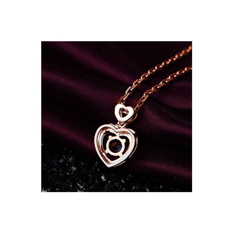 Ciondolo Cuore danzante - Oro rosa, Diamanti e Zaffiro - 5