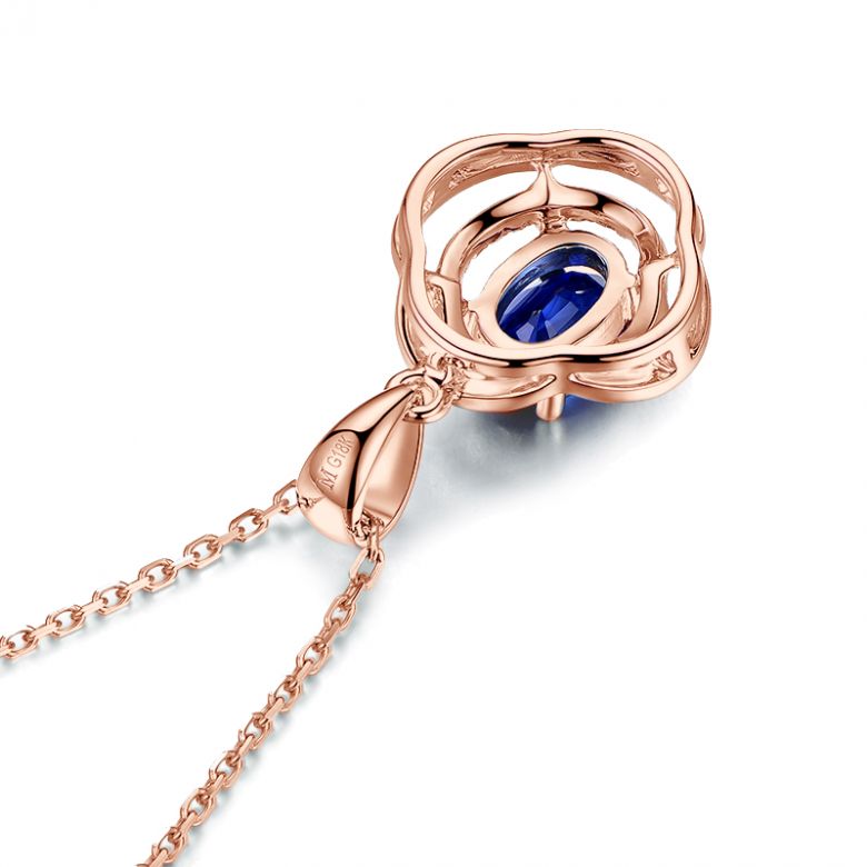 Ciondolo Zaffiro Un Carato. Zaffiro e Oro Rosa - 10