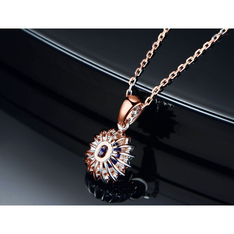 Ciondolo in oro rosa, diamanti e zaffiro 1.50ct - 5