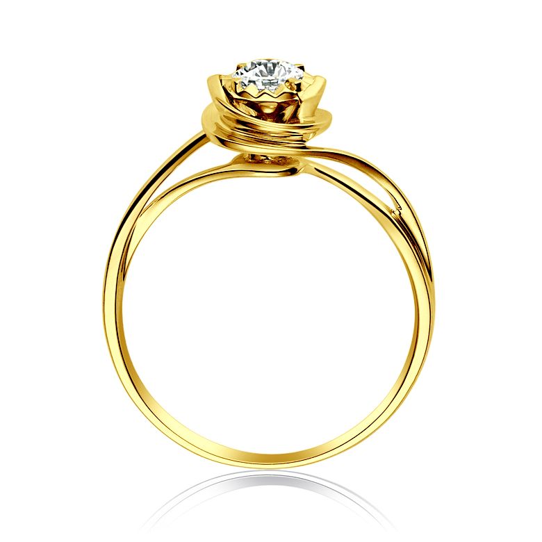 Anello di Fidanzamento Stregato - Oro Giallo & Diamante - 4
