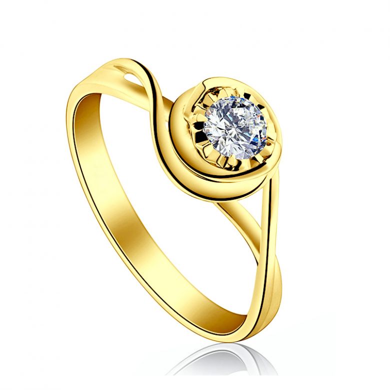 Anello di Fidanzamento Stregato - Oro Giallo & Diamante - 1