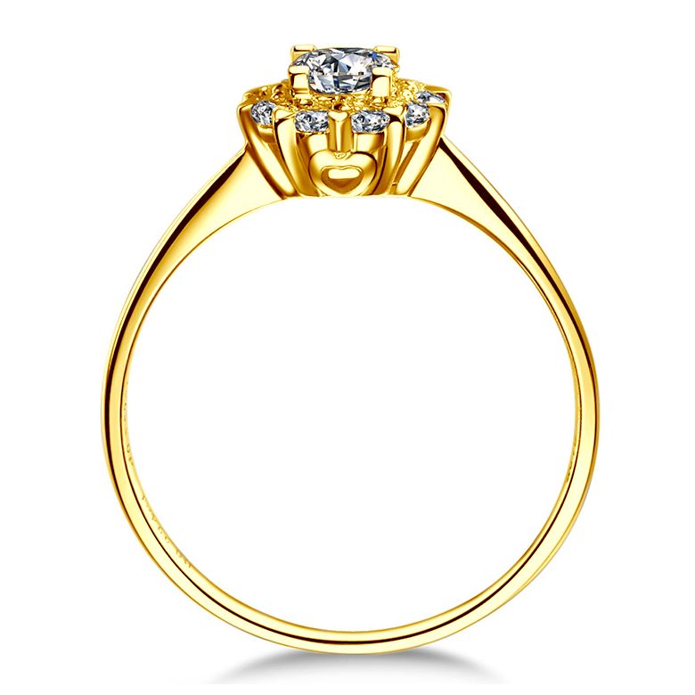 Anello Solitario Composto Cuore Screziato - Oro Giallo & Diamanti | Gemperles - 5