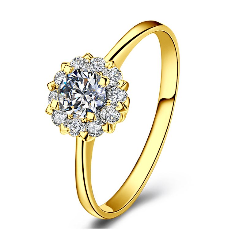 Anello Solitario Composto Cuore Screziato - Oro Giallo & Diamanti | Gemperles - 1