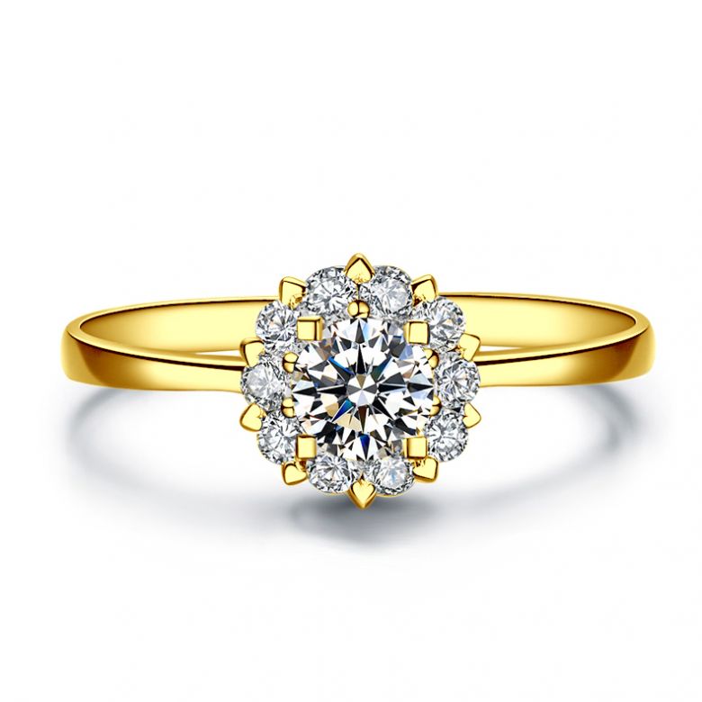 Anello Solitario Composto Cuore Screziato - Oro Giallo & Diamanti | Gemperles - 2