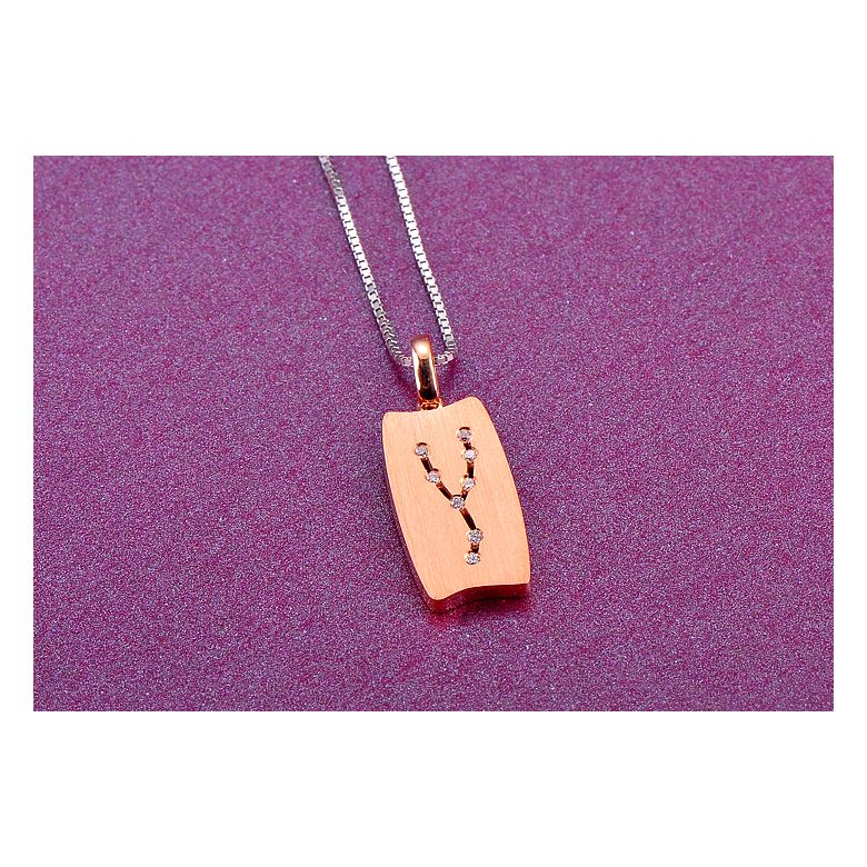 Ciondolo astrologico - Costellazione del toro - Oro rosa, diamanti - 3