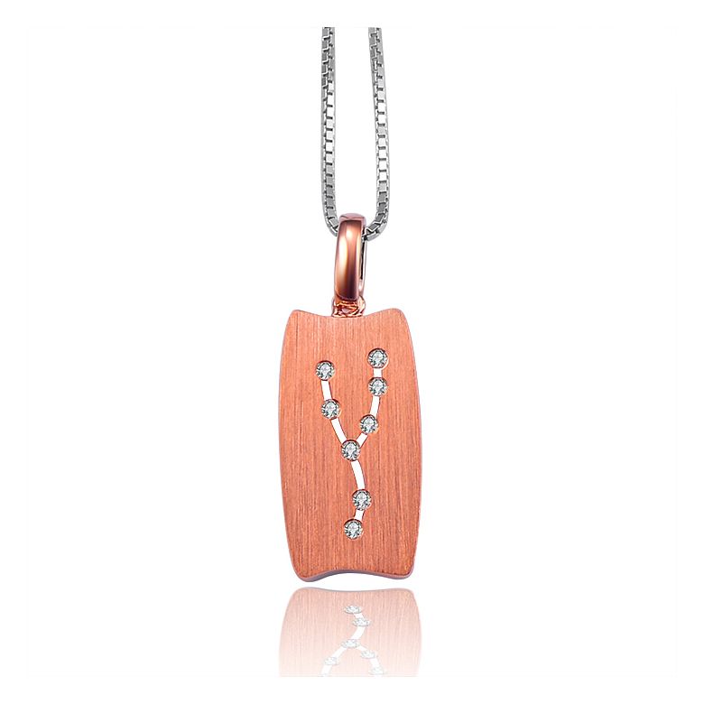 Ciondolo astrologico - Costellazione del toro - Oro rosa, diamanti - 1