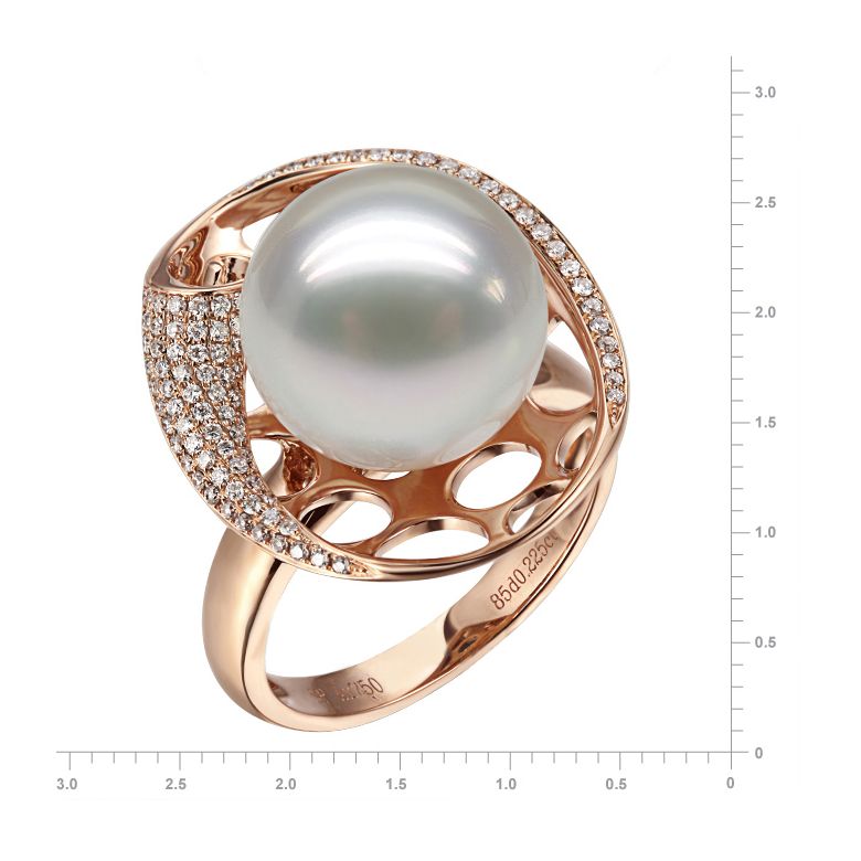Anello Sarlette - Perla dei Mari del Sud Bianca e Oro Rosa - 3