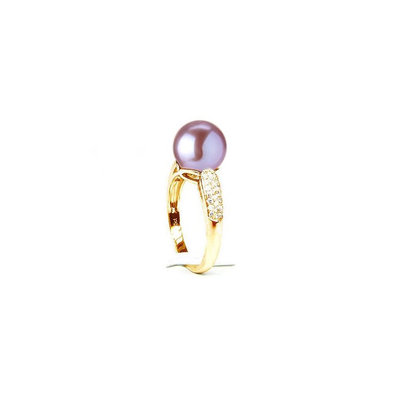Anello Cyrène. Perle Lavande Oro giallo, Diamanti - 2