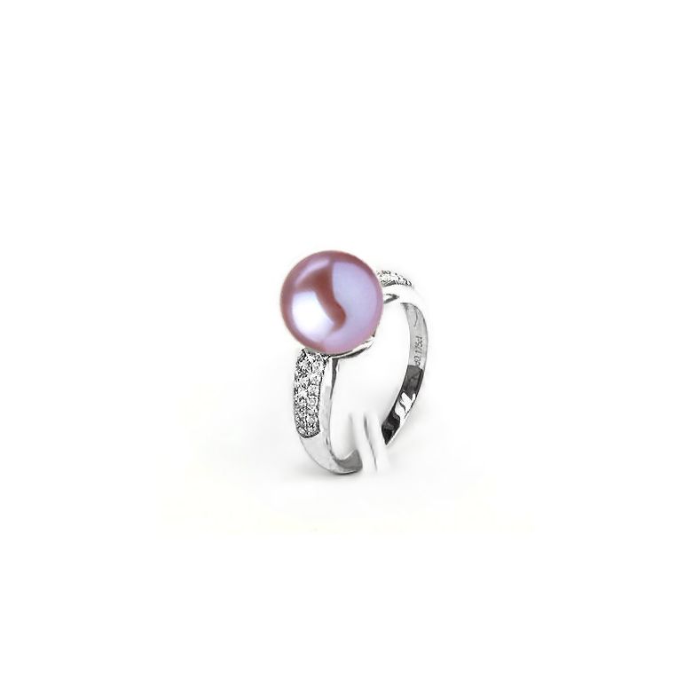 Anello Cyrène. Perle Lavande Oro bianco, Diamanti - 3