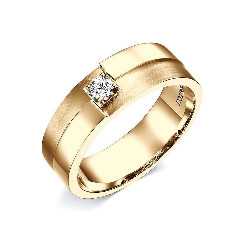 Anello Uomo. Oro giallo lucidato / spazzolato. Diamante 0.105ct | Edgar - 3