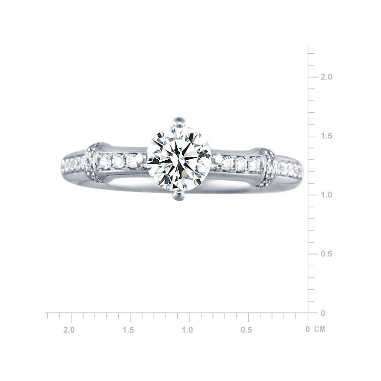 Anello bambù solitario platino - 5