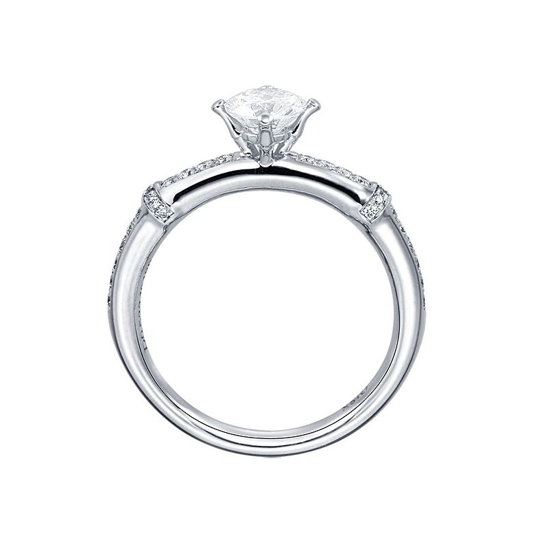 Anello bambù solitario platino - 3