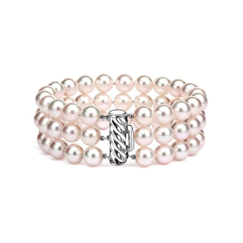 Braccialetto A Tre Fili Chibana - Perle Bianche Akoya Giapponesi 6.5/7mm, AAA - 2