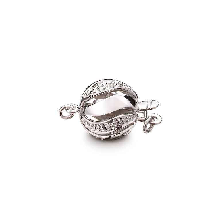 Chiusura Melograno 10mm - Oro bianco 18kt & Diamanti. - 1