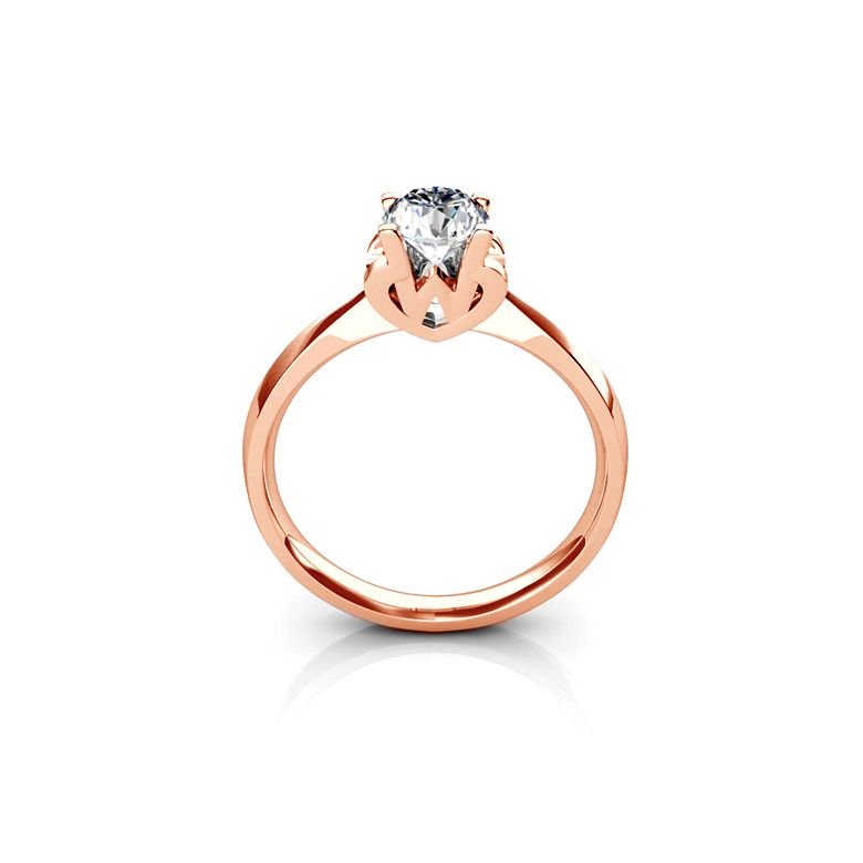 Anello Solitario Lettera Alfabeto W - Oro Rosa e Diamante | Gemperles - 1