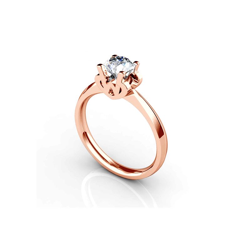 Anello Solitario Lettera Alfabeto W - Oro Rosa e Diamante | Gemperles - 2